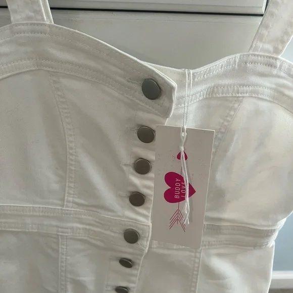 Buddy Love Button-Down Denim Mini Dress in white - Picture 2 of 2